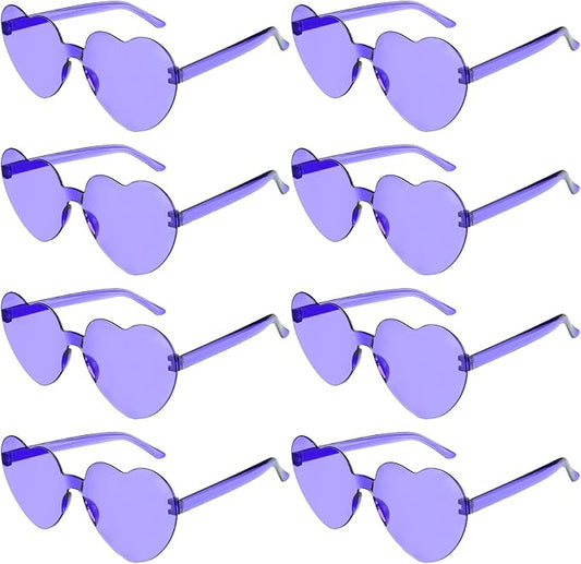 PLULON Heart Sunglasses for Women 5/12/25 Pcs, Heart Glasses Valentine Day Rimless Shaped Candy Color Fun Glasses Party Favor