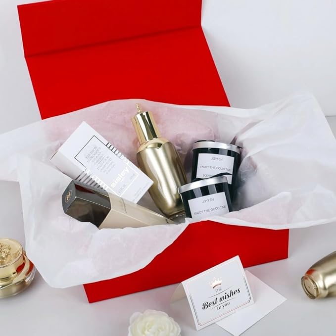 UoeRing 6 Pack Red Gift Box 9.5x6x3 inch Small Luxury Gift Box for Presents with Magnetic Lid Collapsible,Valentine's Day,Christmas,Contains Card, Ribbon, Tissue Paper,Shredded Paper Fille