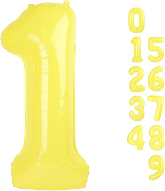 Number Balloons 1, 40 Inch One Balloons for 1st Birthday Girl Boy 1 11 21 Party Decorations Baby Shower Photo Shoot, Yellow 1 Balloon