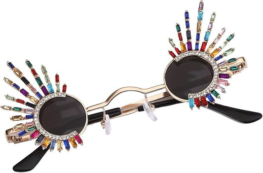 Funky Funny Hawaiian Style Rhinestone Small Sunglasses,Novelty Mixed-Color or Champagne Gold Glasses