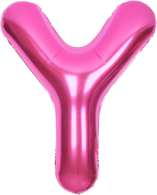 SUWEN 40 Inch Hot Pink Large Y Letter Balloons Big Foil Helium Letter Balloons A-Z Jumbo Mylar Happy Birthday Party Decorations for Woman Anniversary Party Supplies