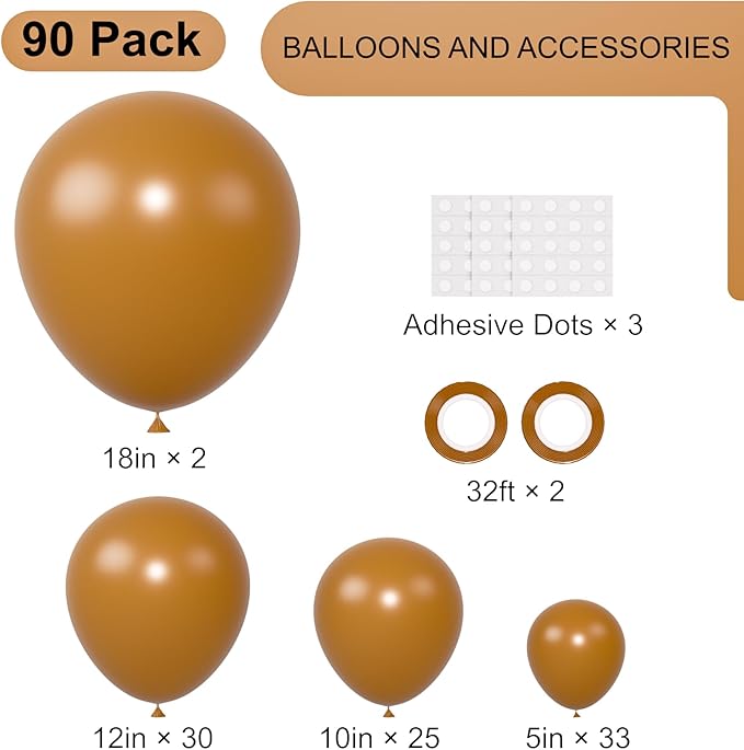 Voircoloria 90pack Khaki Balloons Different Size 18/12/10/5 Inch Khaki Balloon Garland Arch Kit for Graduation, Wedding, Birthday, Princess Theme Party, Baby Shower, Anniversary Party Decorations