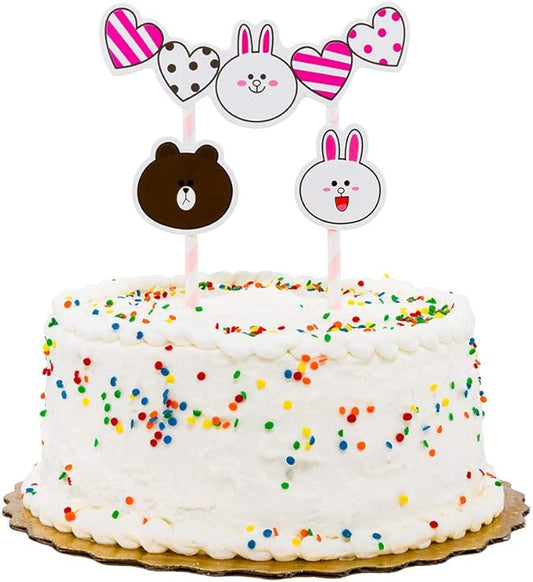Restaurantware Top Cake Bunny Cake Toppers 100 Assorted Rabbit Cake Toppers - Features Bunnies Bears And Hearts For Kids' Birthday Parties Weddings Or Baby Showers Paper Bunny Cake Decorations