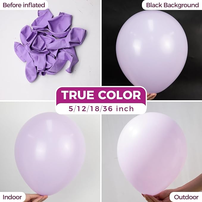 Bezente Pastel Purple Latex Party Balloons - 30 Pack 18 inch Round Helium Pale Lavender Light Purple Lilac Balloons for Bridal Shower Gender Reveal Wedding Party Decorations