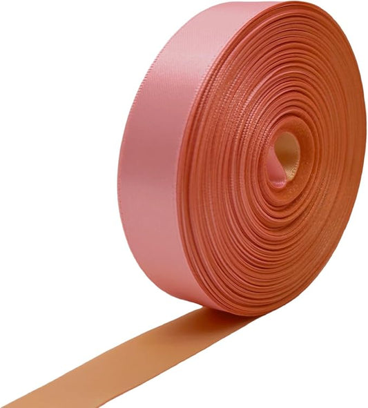 Two Tone Satin Ribbon 1 Inch, 30 Yards Light Pink & Champagne Double Faced Ribbon for Gift Wrapping, Flower Bouquet, Bow, Hair, Wedding, DIY Crafts, Baby Shower