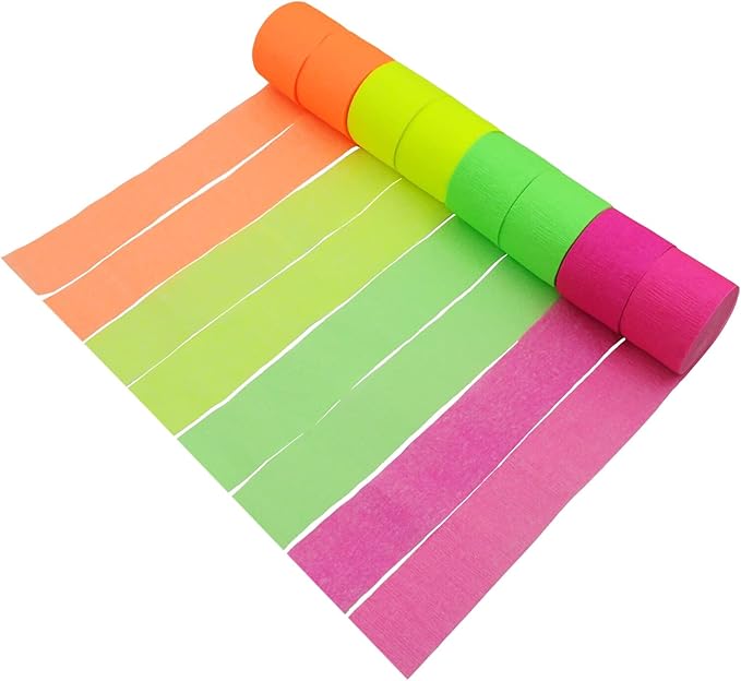 8 Rolls in 4 Colors Neon Party Streamers, 8 Pieces 82 feet Crepe Paper Streamets Stremmer Aqua Party Decorations, Party Supplies for Bachelorette Wedding Birthday Baby Shower Graduation Bridal Shower
