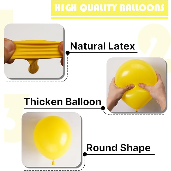 PartyWoo Yellow Balloons 140pcs Different Sizes of 18 12 10 5 Inch Matte Yellow Latex Balloon Arch Kit Garland for Easter Bee Baby Shower Sunflower Birthday Graduation Party Decorations Yellow-Y55