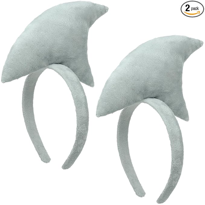 Beviliu Shark Headbands, Animal Headband Shark Fin Headband for Adults Halloween Cosplay, Shark Fin Costume Accessories for Shark Sea Ocean Party Birthday, 2Pack