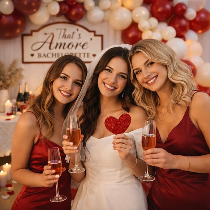 That's Amore Balloon Arch Garland Kit for Valentine’s Day Bridal Shower Bachelorette Engagement Ciao Baby Baby Shower Italian Wedding Party Decoration (Red)