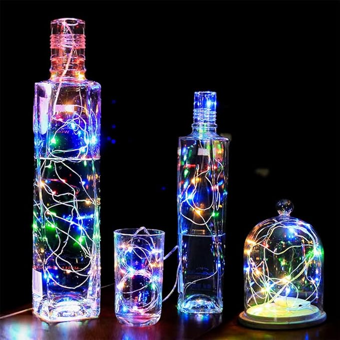 BXROIU Fairy Lights CR2032 Battery Operated,6.6Ft/2Meter 20 LEDs Micro Silver Wire String Lights for Bedroom Christmas Party Wedding Decoration (Multi-Colour, 6 Pack)
