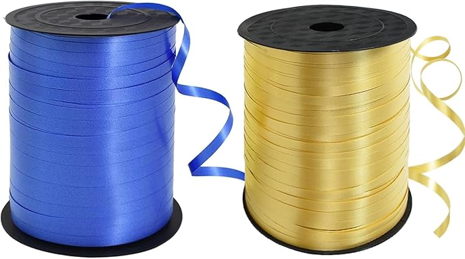 TONIFUL 500 Yards Curling Ribbon-Balloon Ribbon-Balloon String for Art&Craft Decor,Gift Wrapping,Ribbons and Bows for Christmas New Year Birthday Gifts Graduation Supplies (Blue and Gold)