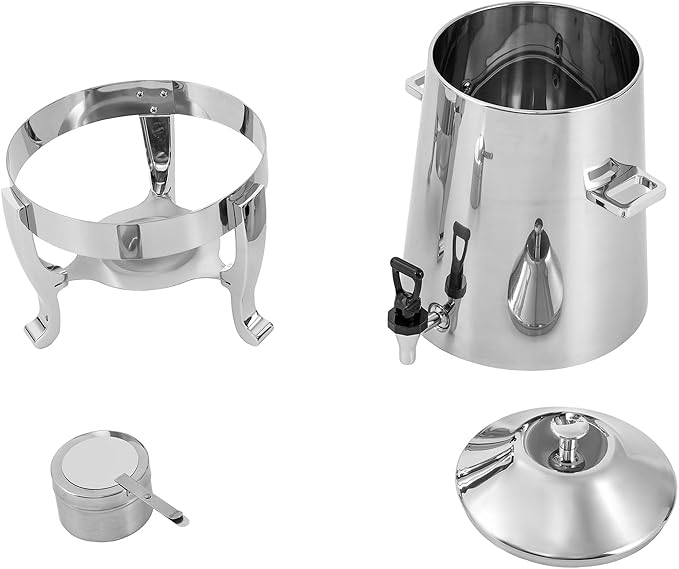 13L/3.43Gal Beverage Dispenser, Stainless Steel Hot Cold Drinks Urn with Fuel Stand, Thermal Tea Juice Milk Coffee Chafer Dispenser with Faucet for Parties Buffet Commercial Use (silver)