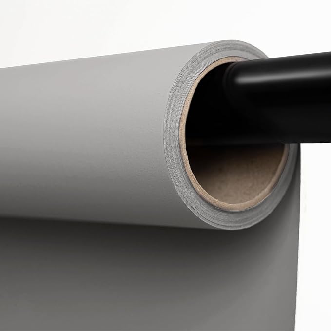 Kate Seamless Paper Backdrop for Photography Light Gray Photo Backdrop Paper (53''x32.8' Pursuit Grey)