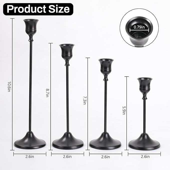 Candlestick Holders, 12PCS Taper Candle Holder for Candlesticks, Black Candle Holders for Table Centerpiece, Wedding, Party