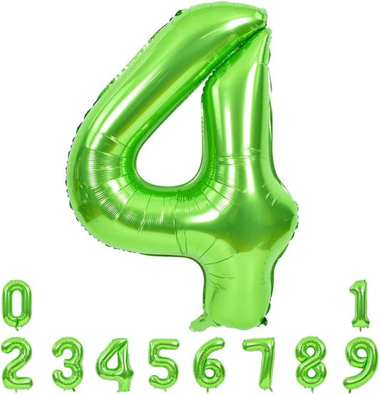 TONIFUL 40 Inch Large Green Numbers Balloons 0-9, Number 4 Digital 4 Helium Foil Mylar Big Number Balloons for 2026 Graduation New Year Eve Birthday Party Anniversary Supplies Decorations