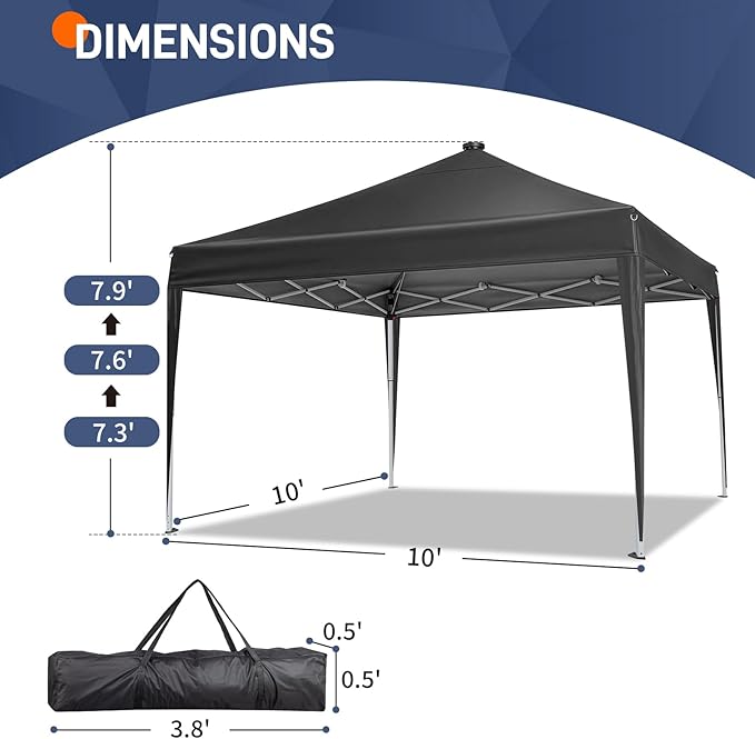 VINGLI 10x10 Pop Up Canopy Tent with Sidewalls, Outdoor Gazebo Canopy Tent, Patio Event Tents Outdoor Event Shelter for Parties (Gray with LED Light)