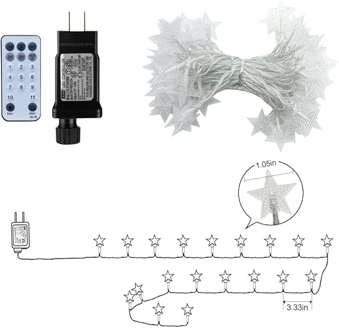 150 LED Color Changing Star String Lights - 65.6ft with Remote, 11 Modes, IP44 Waterproof, Linkable Plug in Lights for Christmas, Wedding, Party, Holiday, Indoor Outdoor, Backyard, Patio, Garden Decor