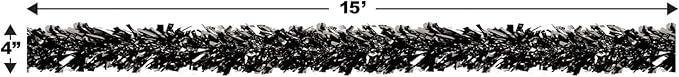 Beistle Shiny Black Metallic Plastic Festooning Garland For New Year’s Eve Christmas Birthday Graduation Party Supplies And Parade Floats