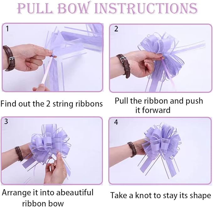 6 Pieces Pull Bows Wrapping Pull Bows for Gift Wrapping, Christmas, Party Birthday Gift Wedding Ribbon Bows for Wrapping Boxes or Flower Decorations (Fruit Green)