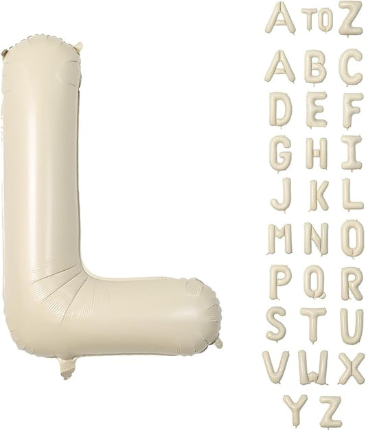 Biapian 40 Inch Giant Cream L Foil Balloons - Big Single Alphabet A-Z Balloons, Helium for Birthday, Baby Shower, Wedding, Anniversary Party Decoration