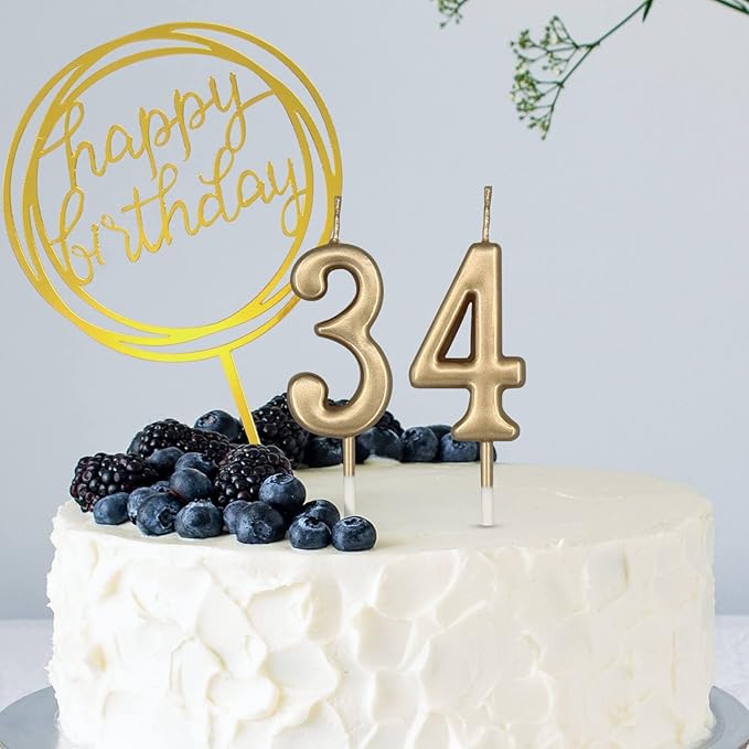 10-Piece Number Birthday Candles - Glitter Cake Toppers for Birthday & Wedding Parties