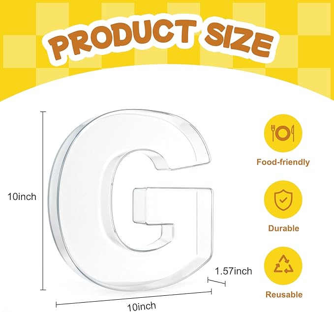 10" Acrylic Charcuterie Letters Fillable Tray, Reusable Alphabet Number Shaped Serving Plates for Charcuterie Board, Display Fruit, Candy, Cake, Party Decor, Birthday, Anniversary（G）