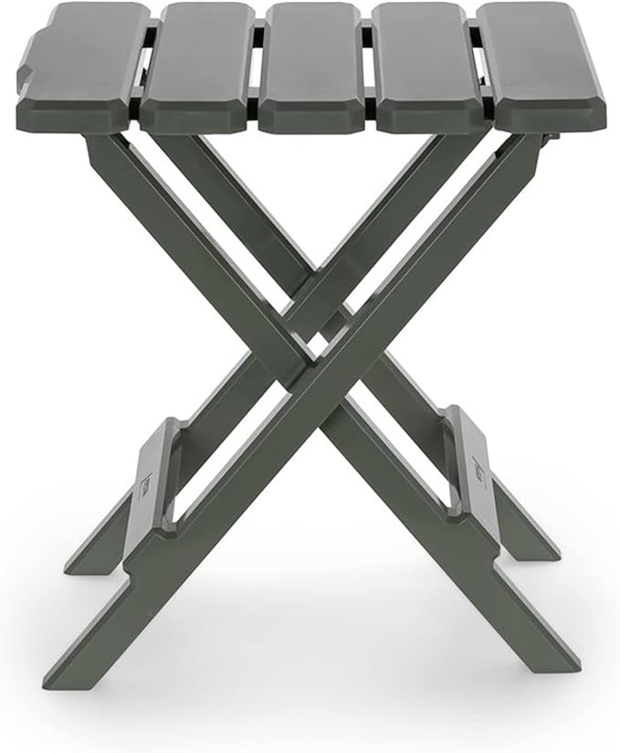 Camco Adirondack Portable Outdoor Camping Small Weatherproof Rustproof Durable Plastic Folding Side Table for Indoor and Outdoor Use, Sage (2 Pack)