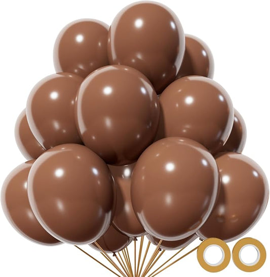 110pcs Brown Balloon 12 inch, Brown Latex Balloons for Birthday Party Baby Shower Wedding(with 2 Ribbons).