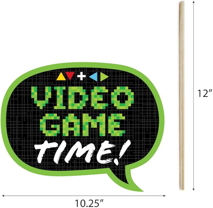 Big Dot of Happiness Video Game - Pixel Game Zone Party or Birthday Party Photo Booth Props Kit - 20 Count