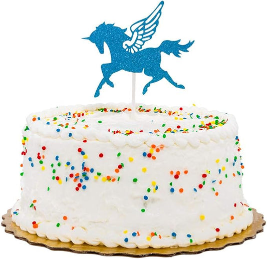 Restaurantware Top Cake 6 X 4.3 Inch Cake Toppers 100 Sturdy Cake Topper Inserts - Unicorn Design With Glitter Detail Blue Paper Cake Decoration For Birthdays Baby Showers And Weddings