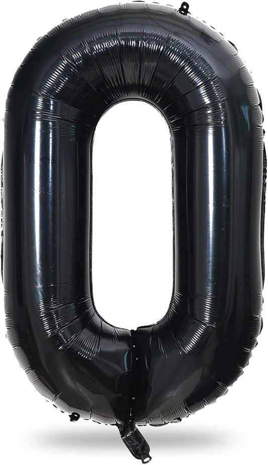 Black Number 0 Balloon for Girls Boys, 40 Inch Large Number 0-9 Foil Mylar Helium Digital Balloons Set for Women Men Birthday Graduation Anniversary New Year Eve Party Decorations Celebration Supplies
