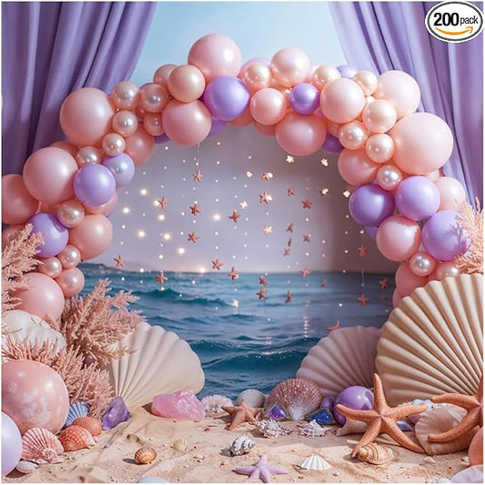 Kate 10x10ft Happy Birthday Party Backdrops for Photography Colorful Balloons Background Hawaii Sand Starfish Shell Backgrounds Bridal Baby Shower Portrait Studio Backdrop