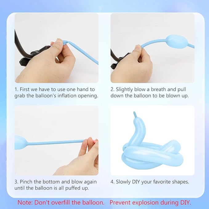 260 Balloons 100 Pcs Light Blue Long Balloons For Tying Balloon Animals Party Balloon Arch Blue Party Decorations For Women Galentines Graduation Birthday Decorations