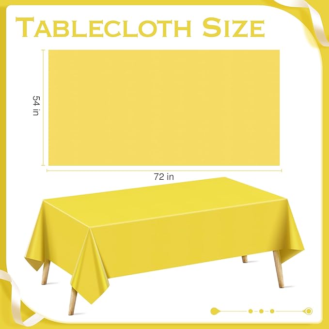 6 Pieces Green & Gold Series Rectangle Tablecloth, 54x72" Solid Color Waterproof & Spillproof Disposable Plastic Table Cover, Durable Party Tablecloth for Dining, Buffet, Picnic, Outdoor Events