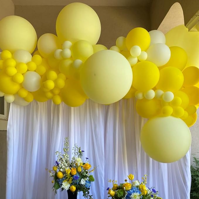 Voircoloria 130pcs Yellow Balloons Different Sizes 18" 12" 10" 5" Party Latex Balloons for Boys Girls Birthday Baby Shower Gender Reveal Wedding Sunflower Party Decorations