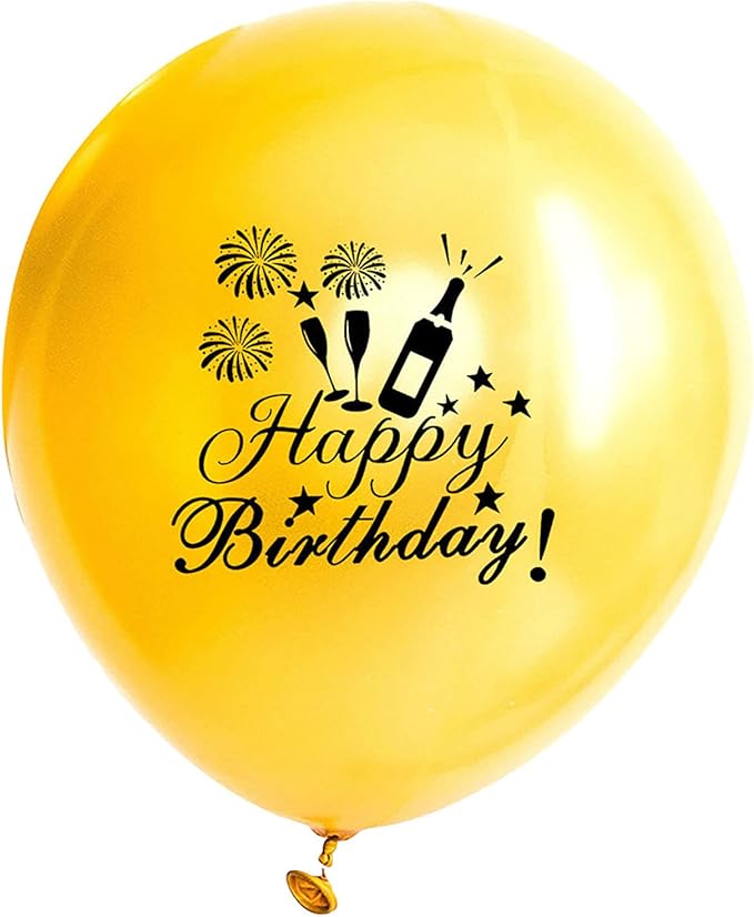 SHUNTAI Happy Birthday Balloons Black and Gold Party Decorations Latex Gold Confetti Balloon Printed Happy Birthday for Women Men Girls Boys Theme Birthday Party Decor Supplies 15 Pack 12 Inch