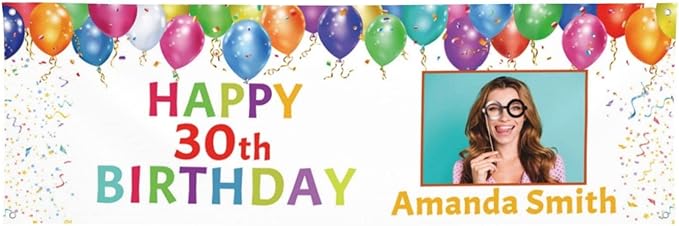 Happy Birthday Banner Personalized Name Photo Age Custom Birthday Banners and Signs Customize for Birthday Party Decoration 4'x2'