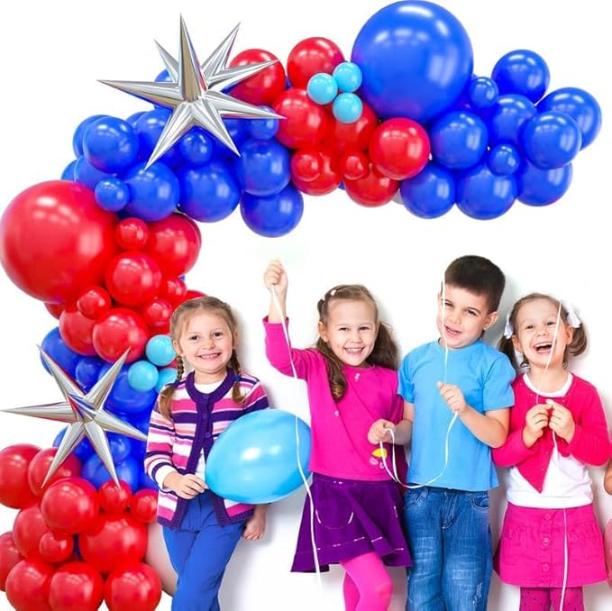 Red Blue Balloon Garland Kit, Red Blue Balloon Arch with Red and Dark Blue Balloons, Red and Blue Balloon Arch for Independence Day Graduation 4th of July Nautical Party Decorations