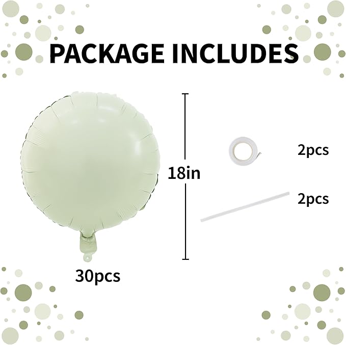 TONIFUL 30Pcs 18 Inch Round Balloons Large Cream White Round Shape Foil Balloons Big Cream White Round Helium Mylar Balloons for Birthday Wedding Baby Shower Anniversary Engagement Party Decor Supp