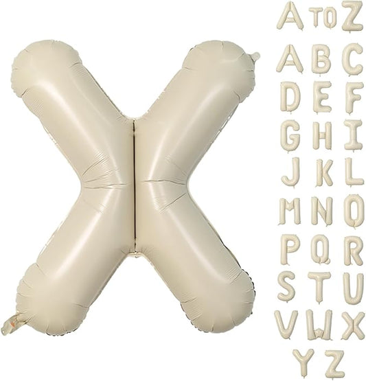 Biapian 40 Inch Giant Cream X Foil Balloons - Big Single Alphabet A-Z, Helium for Birthday, Baby Shower, Wedding, Anniversary Party Decoration