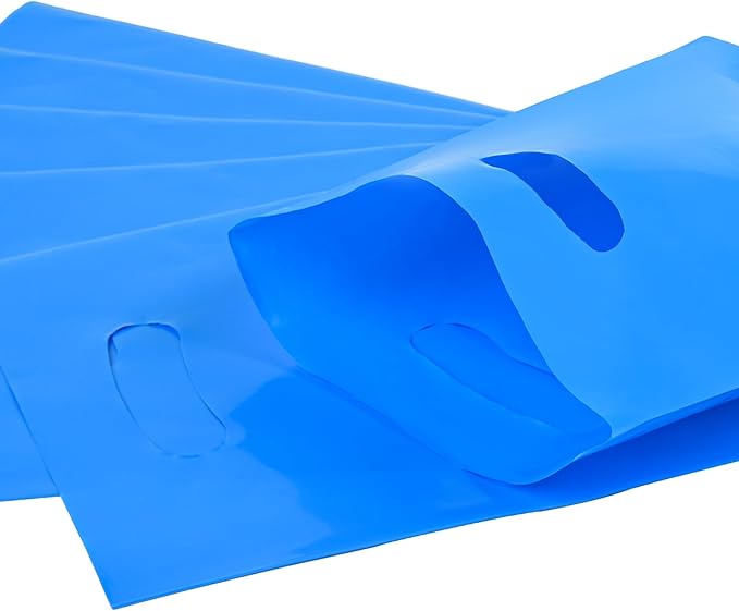 100 PCS Blue Small Gift Bags, 6"x8" Merchandise Bags for Small Businesses, Goodie Bags Party Favor Bags for Kids, Treat Bag Retail Bag with Handle for Kids Birthday, Christmas