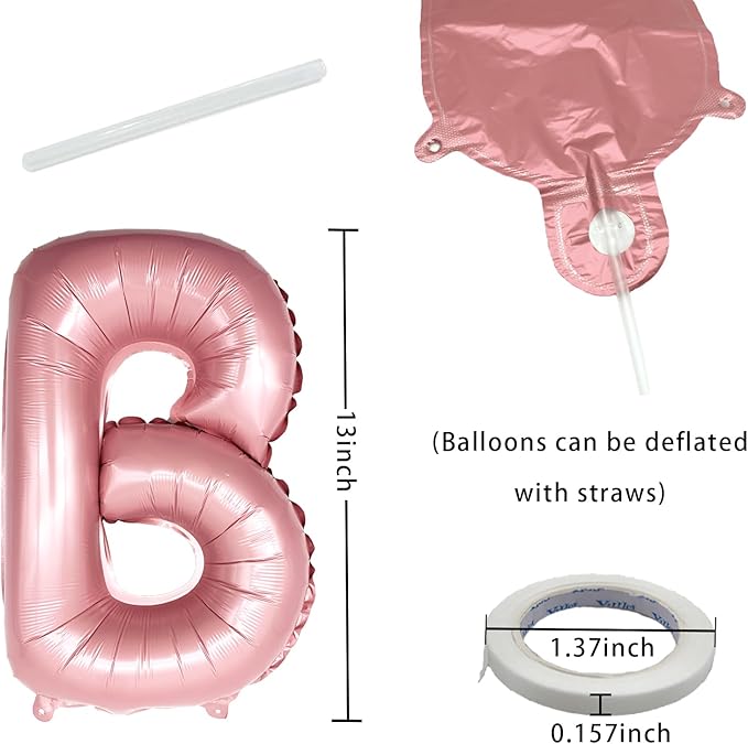Pink Happy Birthday Balloon Banner Set -16 Inch Foil Letters Balloons, Reusable Birthday Decorations and Party Supplies, Suitable for Men and Women's Birthday Decorations，Party Backdrop