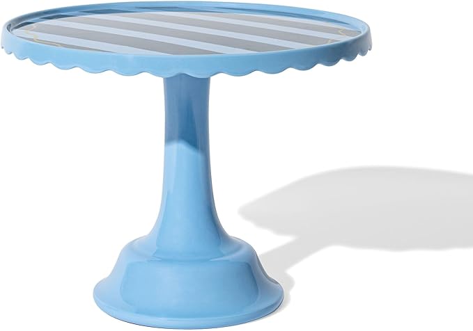 Light/Dark Blue Distressed Stripe Melamine Cake Stand for Celebrations Tiered Dessert Display at Birthdays, Weddings & All Gatherings – Stylish Presentation In Every Occasions