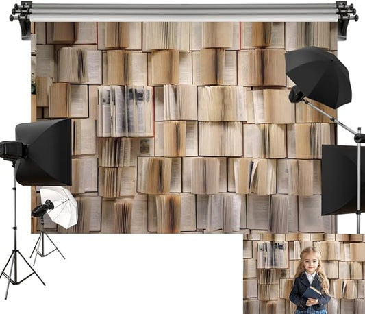 Kate 8x8ft/2.5x2.5m Vintage Bookshelf Backdrop Book Reading Background Photography Studio Props