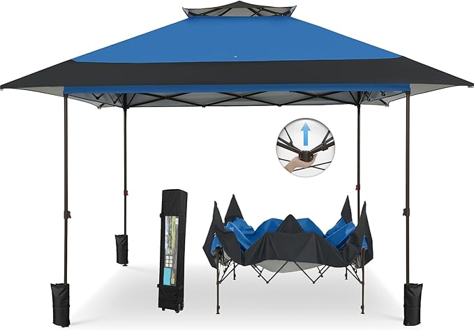 MFSTUDIO 13x13 Outdoor Pop Up Canopy Tent,Easy Set up Straight Leg Outdoor Canopies One Push Folding Instant Shelter Tents for Beach,Party and Camping, 169 Sq. Ft of Shade