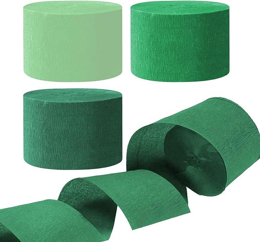 AIM & GGKK Green and Light Green Crepe Paper Streamers 1.8 Inch Widening 6 Rolls Party Streamer Festival Party Decorations,a roll of 25m/82ft Per Volume for Birthday Party,Wedding Decoration