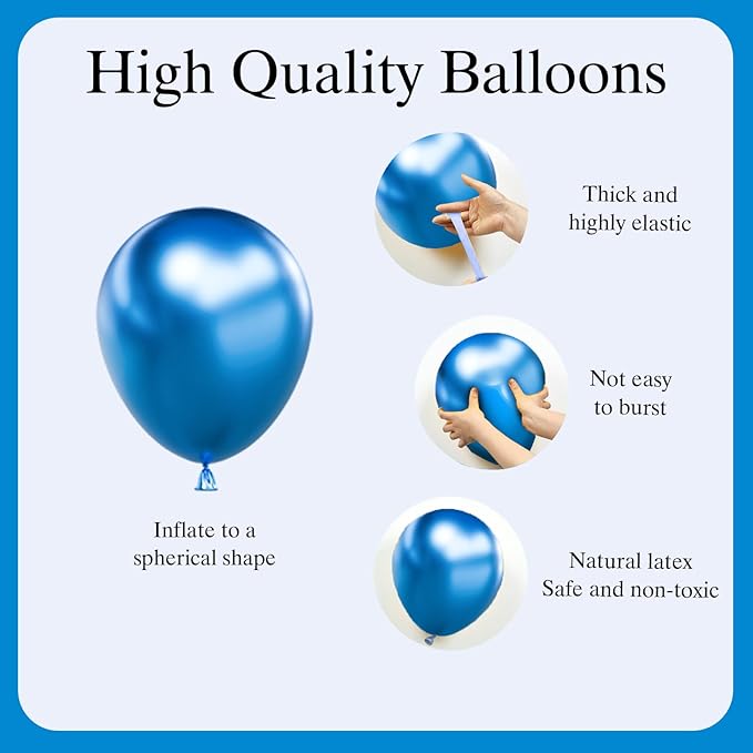 Blue Balloons Garland Arch Kit,130pcs Different Sizes Royal Blue Balloon Navy Blue Balloon Light Blue Balloons for Baby Shower Birthday Graduations Anniversary Party Decorations