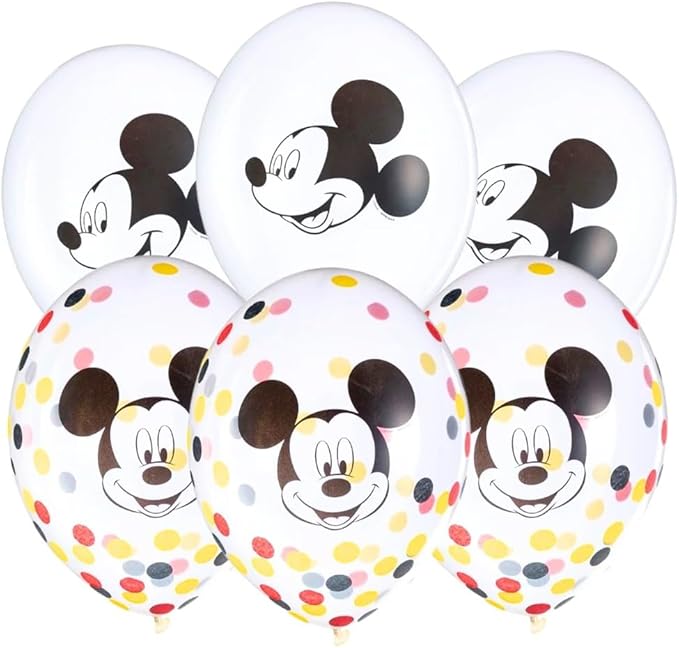 Amscan Mickey Mouse Confetti Latex Balloons | 12" | Pack of 6