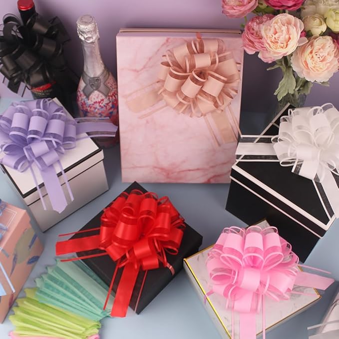 6 PCS Large Pull Bow,Light Purple gift Bow,6 inches,Christmas, party birthday gift wedding ribbon bows for wrapping boxes or flower decorations, Valentine's Day gift decorations(Light Purple)