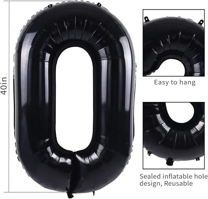 40 inch Number Balloon 0-9 Black Large Number 14 Balloons,Digital Balloons for Birthday Party Celebration Decorations Supplies, Helium Foil Number Balloons for Wedding Anniversary